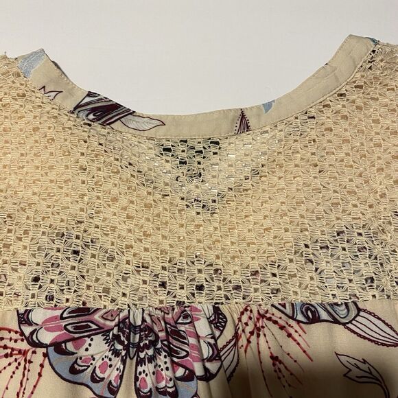 A.N.A Woman's Ivory Lace Top‎ Blouse All Over Butterfly Print Size XL 3/4 Sleeve - Picture 10 of 13